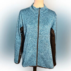 *Marc New York Zip Up Jacket, teal heather and black, zip pockets, XL
